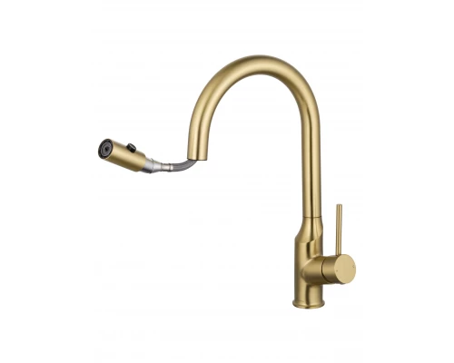 Смеситель для кухни с выдвижным изливом WONZON & WOGHAND, Брашированное золото (WW-A21252-BG)