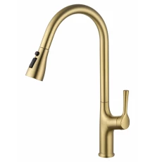 Смеситель для кухни с выдвижным изливом WONZON & WOGHAND, Брашированное золото (WW-AE54123-BG)