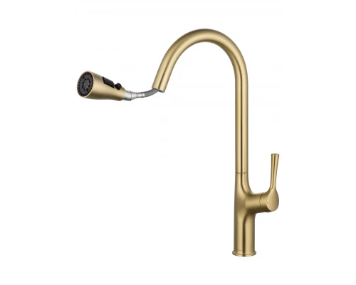 Смеситель для кухни с выдвижным изливом WONZON & WOGHAND, Брашированное золото (WW-AE54123-BG)