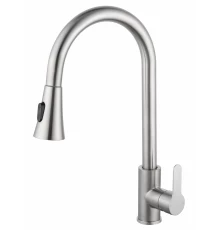 Смеситель для кухни с выдвижным изливом WONZON & WOGHAND, Брашированный никель (WW-121E201L-BS)