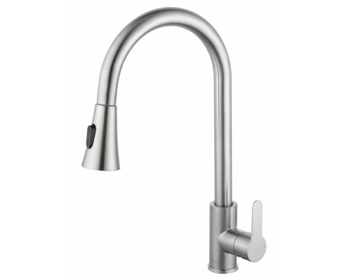 Смеситель для кухни с выдвижным изливом WONZON & WOGHAND, Брашированный никель (WW-121E201L-BS)