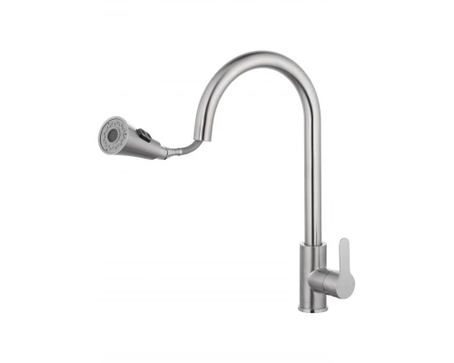 Смеситель для кухни с выдвижным изливом WONZON & WOGHAND, Брашированный никель (WW-121E201L-BS)