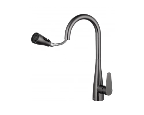 Смеситель для кухни с выдвижным изливом WONZON & WOGHAND, Темный графит (WW-121E201B-BGG)