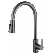 Смеситель для кухни с выдвижным изливом WONZON & WOGHAND, Темный графит (WW-121E201L-BGG)