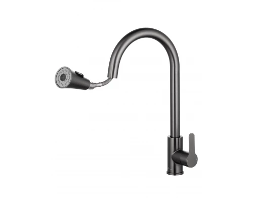 Смеситель для кухни с выдвижным изливом WONZON & WOGHAND, Темный графит (WW-121E201L-BGG)