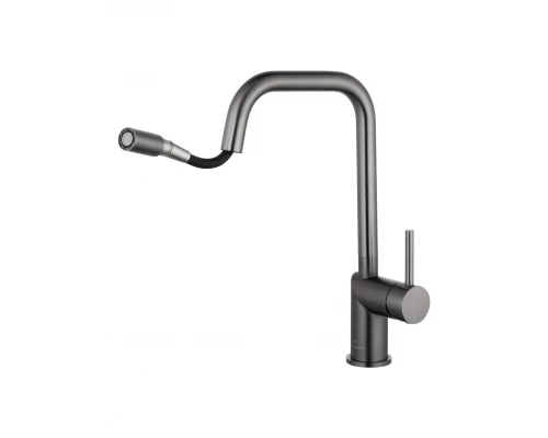 Смеситель для кухни с выдвижным изливом WONZON & WOGHAND, Темный графит (WW-6018-BGG)