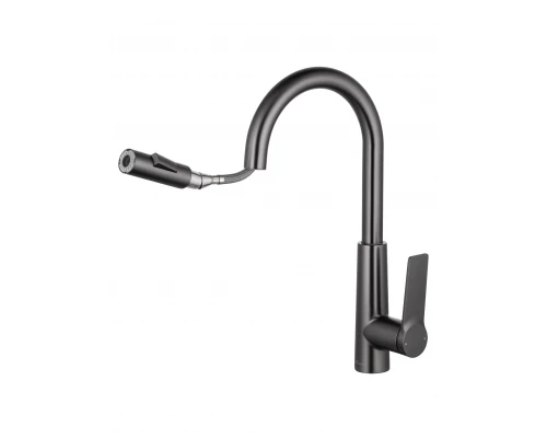 Смеситель для кухни с выдвижным изливом WONZON & WOGHAND, Темный графит (WW-A20782-BGG)