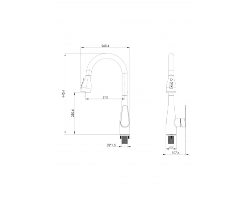 Смеситель для кухни с выдвижным изливом WONZON & WOGHAND, Хром (WW-121E201B-CR)