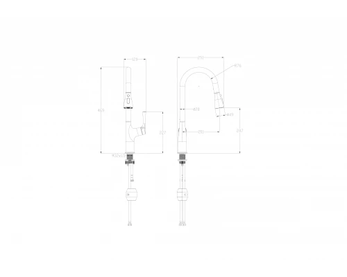 Смеситель для кухни с выдвижным изливом WONZON & WOGHAND, Хром (WW-AE54123-CR)