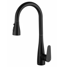 Смеситель для кухни с выдвижным изливом WONZON & WOGHAND, Черный матовый (WW-121E201B-MB)