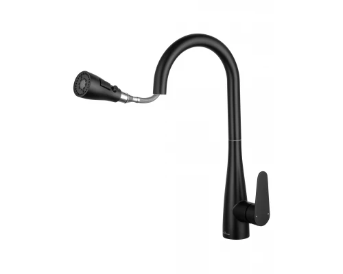 Смеситель для кухни с выдвижным изливом WONZON & WOGHAND, Черный матовый (WW-121E201B-MB)