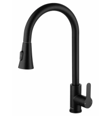 Смеситель для кухни с выдвижным изливом WONZON & WOGHAND, Черный матовый (WW-121E201L-MB)