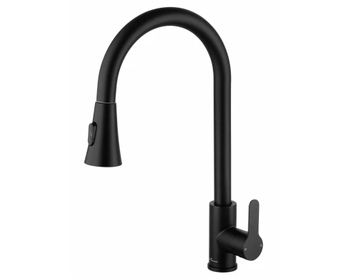 Смеситель для кухни с выдвижным изливом WONZON & WOGHAND, Черный матовый (WW-121E201L-MB)