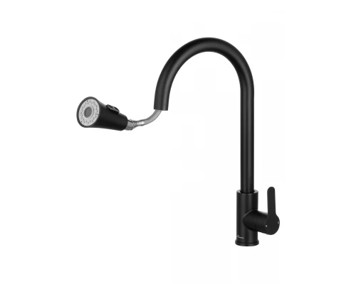 Смеситель для кухни с выдвижным изливом WONZON & WOGHAND, Черный матовый (WW-121E201L-MB)
