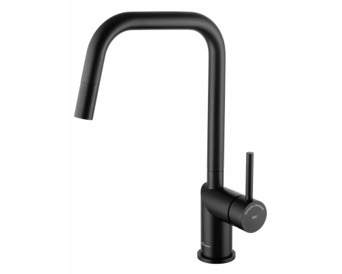 Смеситель для кухни с выдвижным изливом WONZON & WOGHAND, Черный матовый (WW-6018-MB)