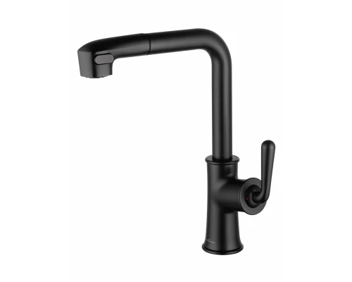 Смеситель для кухни с выдвижным изливом WONZON & WOGHAND, Черный матовый (WW-88439008A-MB)