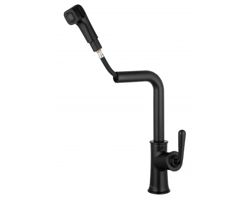 Смеситель для кухни с выдвижным изливом WONZON & WOGHAND, Черный матовый (WW-88439008A-MB)