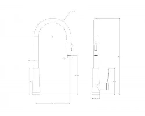 Смеситель для кухни с выдвижным изливом WONZON & WOGHAND, Черный матовый (WW-A20782-MB)