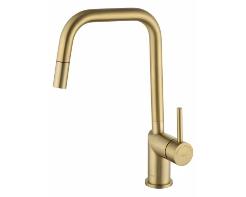 Смеситель для кухни с выдвижым изливом WONZON & WOGHAND, Брашированное золото (WW-6018-BG)