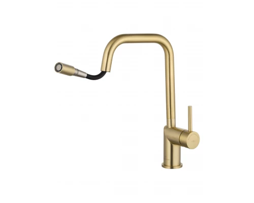 Смеситель для кухни с выдвижым изливом WONZON & WOGHAND, Брашированное золото (WW-6018-BG)