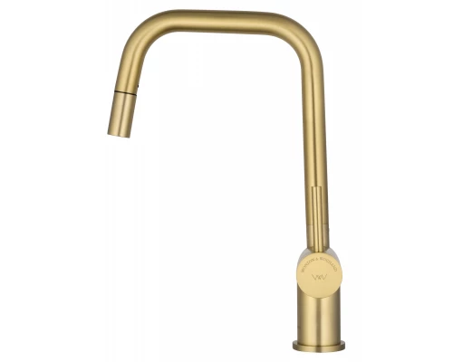 Смеситель для кухни с выдвижым изливом WONZON & WOGHAND, Брашированное золото (WW-6018-BG)