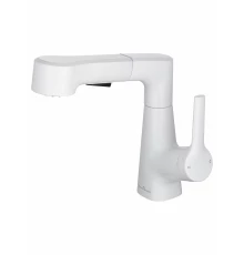 Смеситель для раковины с выдвижным изливом WONZON & WOGHAND, Белый матовый (WW-121B108-MW)