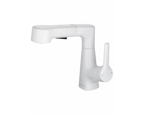 Смеситель для раковины с выдвижным изливом WONZON & WOGHAND, Белый матовый (WW-121B108-MW)