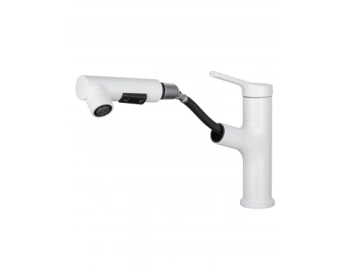 Смеситель для раковины с выдвижным изливом WONZON & WOGHAND, Белый матовый (WW-A40862-MW)