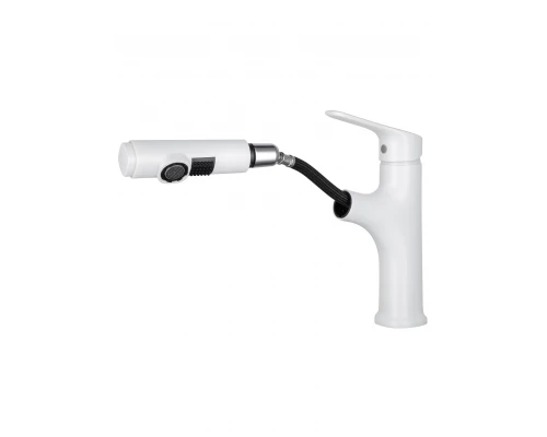 Смеситель для раковины с выдвижным изливом WONZON & WOGHAND, Белый матовый (WW-AE4151-MW)