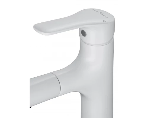 Смеситель для раковины с выдвижным изливом WONZON & WOGHAND, Белый матовый (WW-AE4151-MW)