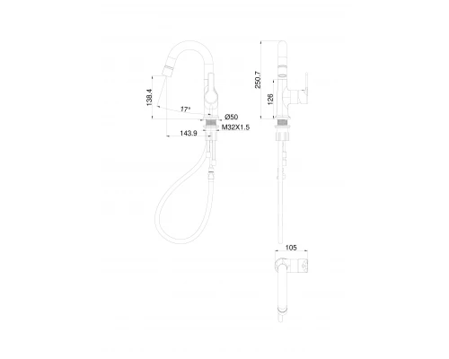 Смеситель для раковины с выдвижным изливом WONZON & WOGHAND, Белый матовый (WW-FE01L212-MW)