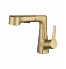 Смеситель для раковины с выдвижным изливом WONZON & WOGHAND, Брашированное золото (WW-121B108-BG)