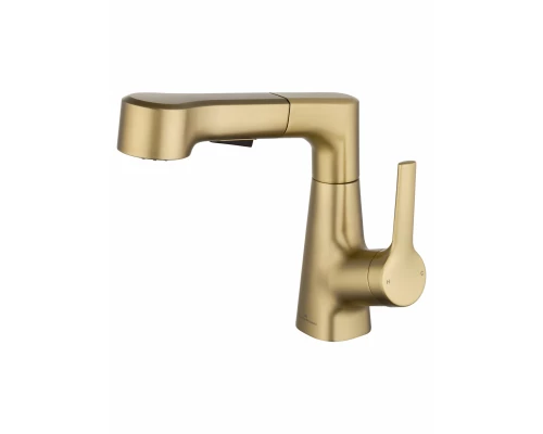 Смеситель для раковины с выдвижным изливом WONZON & WOGHAND, Брашированное золото (WW-121B108-BG)