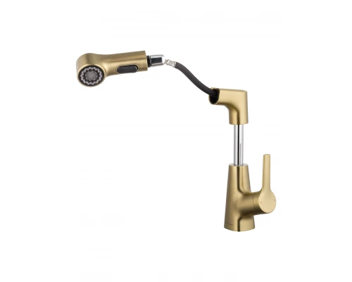 Смеситель для раковины с выдвижным изливом WONZON & WOGHAND, Брашированное золото (WW-121B108-BG)