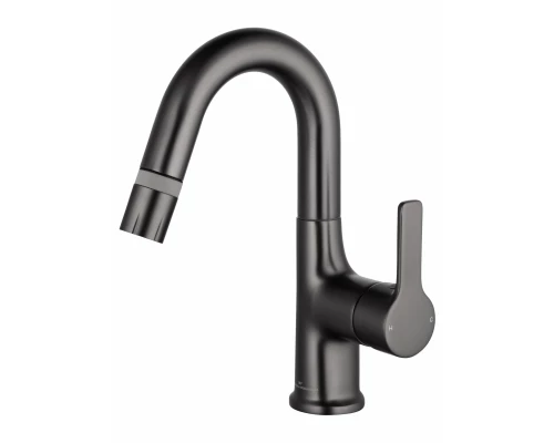 Смеситель для раковины с выдвижным изливом WONZON & WOGHAND, Темный графит (WW-FE01L212-BGG)