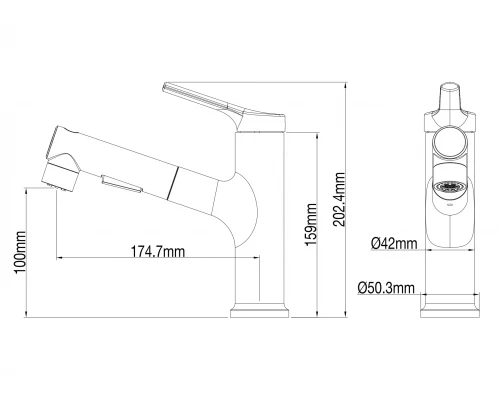 Смеситель для раковины с выдвижным изливом WONZON & WOGHAND, Хром (WW-A40862-CR)
