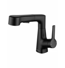 Смеситель для раковины с выдвижным изливом WONZON & WOGHAND, Черный матовый (WW-121B108-MB)