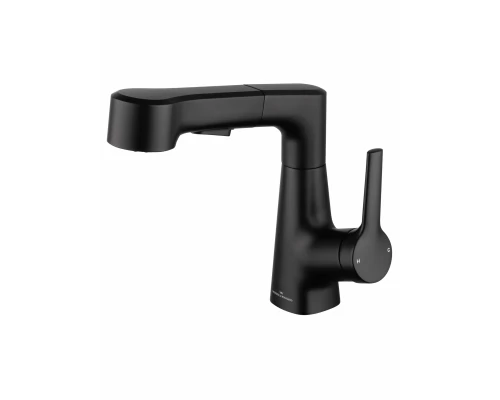 Смеситель для раковины с выдвижным изливом WONZON & WOGHAND, Черный матовый (WW-121B108-MB)