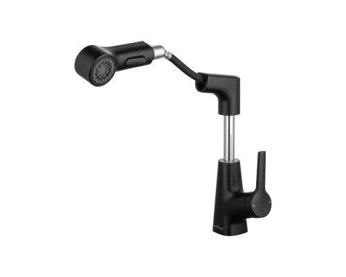 Смеситель для раковины с выдвижным изливом WONZON & WOGHAND, Черный матовый (WW-121B108-MB)