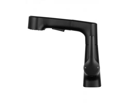 Смеситель для раковины с выдвижным изливом WONZON & WOGHAND, Черный матовый (WW-121B108-MB)