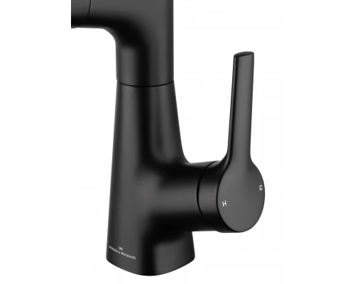 Смеситель для раковины с выдвижным изливом WONZON & WOGHAND, Черный матовый (WW-121B108-MB)