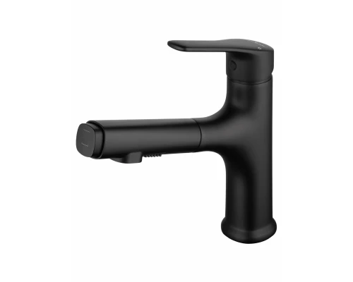 Смеситель для раковины с выдвижным изливом WONZON & WOGHAND, Черный матовый (WW-AE4151-MB)
