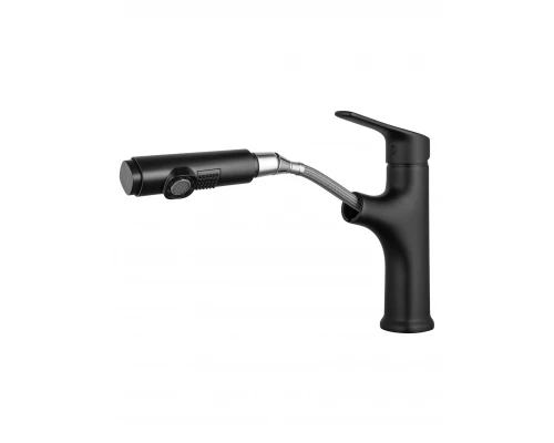 Смеситель для раковины с выдвижным изливом WONZON & WOGHAND, Черный матовый (WW-AE4151-MB)