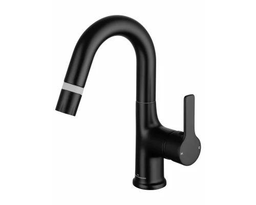 Смеситель для раковины с выдвижным изливом WONZON & WOGHAND, Черный матовый (WW-FE01L212-MB)