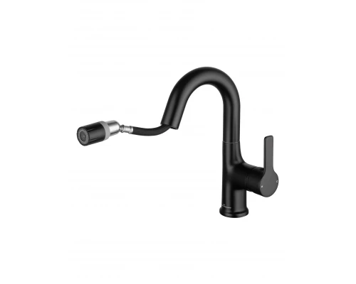 Смеситель для раковины с выдвижным изливом WONZON & WOGHAND, Черный матовый (WW-FE01L212-MB)