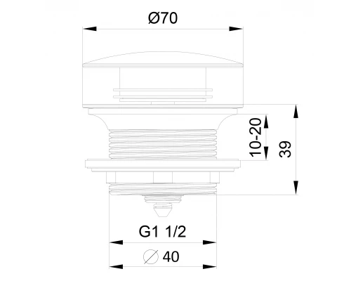 Донный клапан для ванны 1 1/2 WONZON & WOGHAND, Черный матовый (WW-SS105-MB)