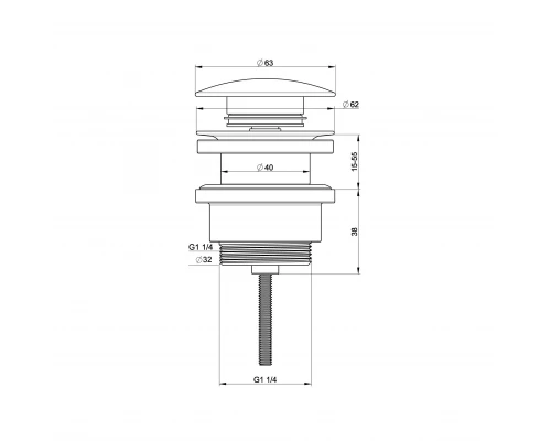Донный клапан для раковины 1 1/4 WONZON & WOGHAND, Белый матовый (WW-88SS07-MW)