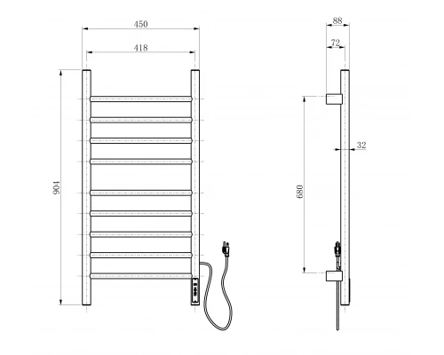 Полотенцесушитель электрический WONZON & WOGHAND BONN, Брашированный никель (WW-AL409-BR)