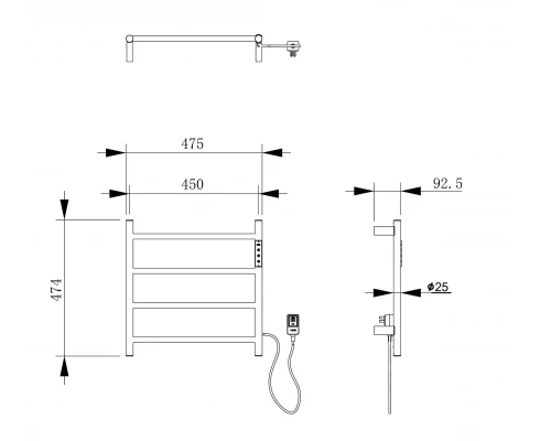 Полотенцесушитель электрический WONZON & WOGHAND BONN, Темный графит (WW-AL404-GM)