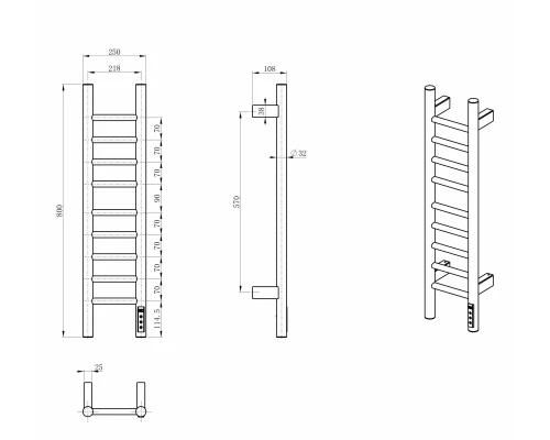 Полотенцесушитель электрический WONZON & WOGHAND BONN, Темный графит (WW-AL4092-GM)